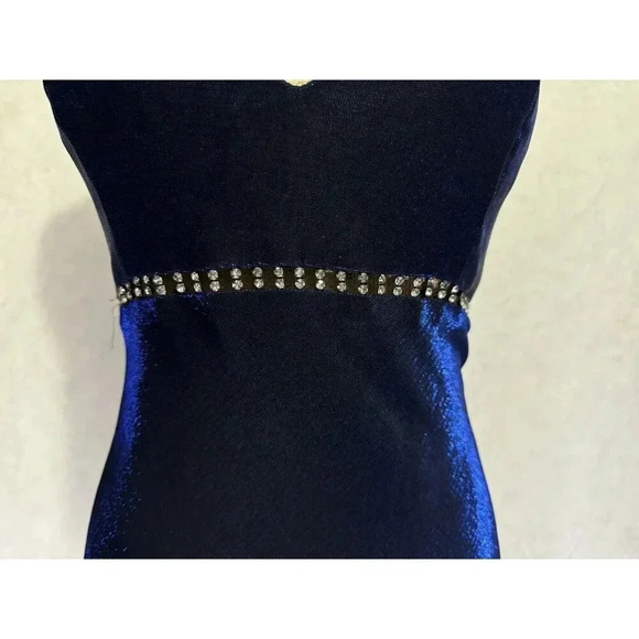 NADINE VINTAGE GowN Dress Iridescent Blue Beaded Sheer SMALL Sexy Prom BEAUTIFUL - Picture 8 of 14